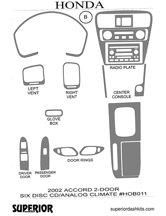 Shadow sheet for Superior Dash kit HOB011, 2002 Honda Accord