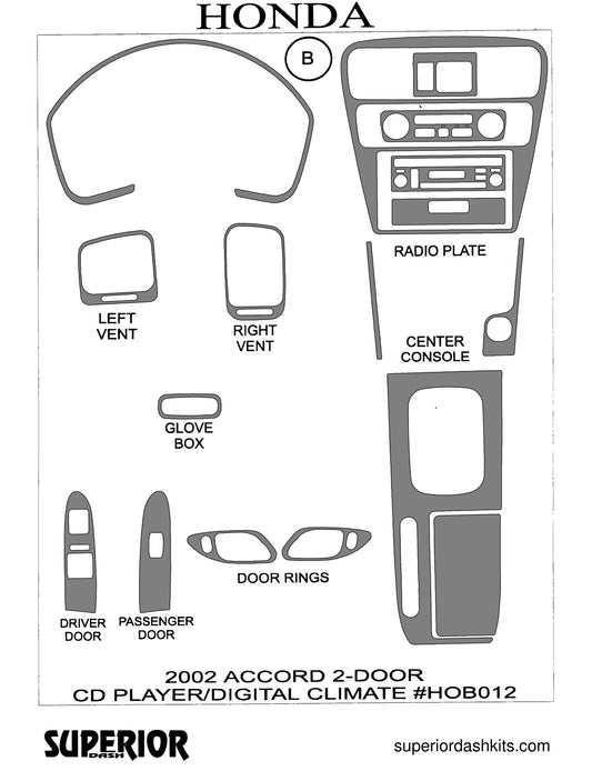 Shadow sheet for Superior Dash kit HOB012, 2002 Honda Accord