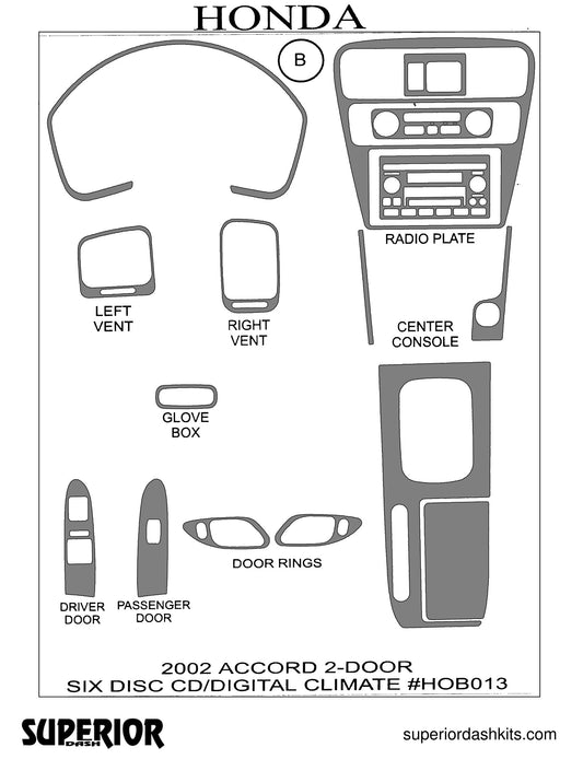 Shadow sheet for Superior Dash kit HOB013, 2002 Honda Accord