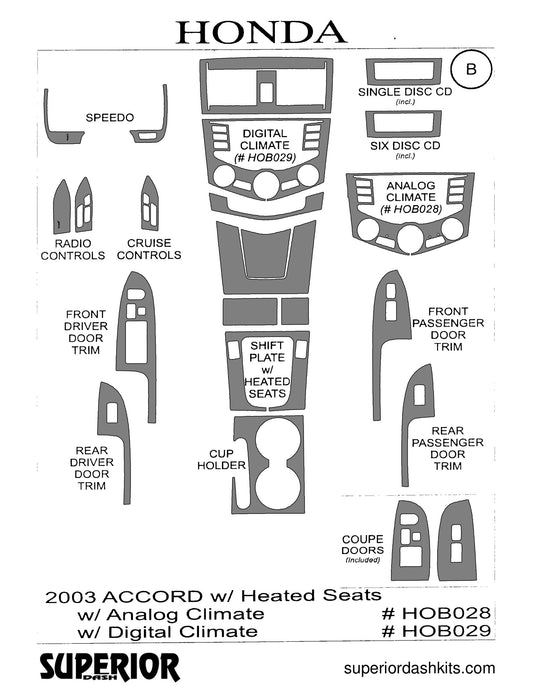 Shadow sheet for Superior Dash kit HOB028 / HOB029, 2003 Honda Accord