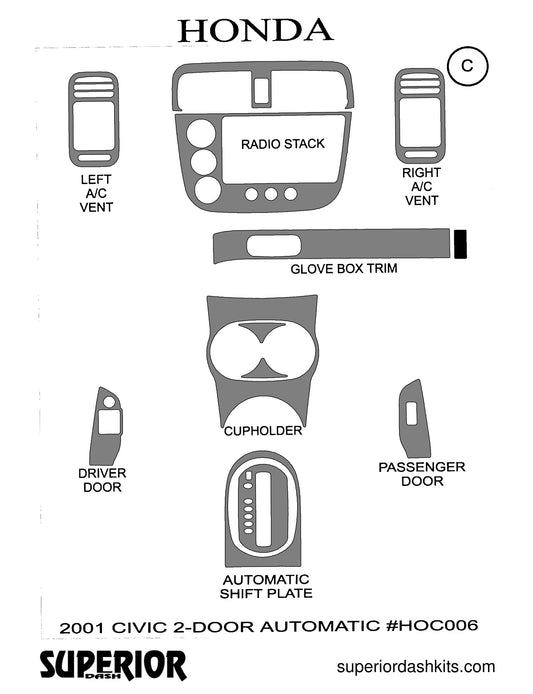 Shadow sheet for Superior Dash kit HOC006, 2001 Honda Civic