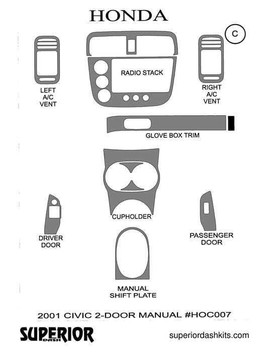 Shadow sheet for Superior Dash kit HOC007, 2001 Honda Civic