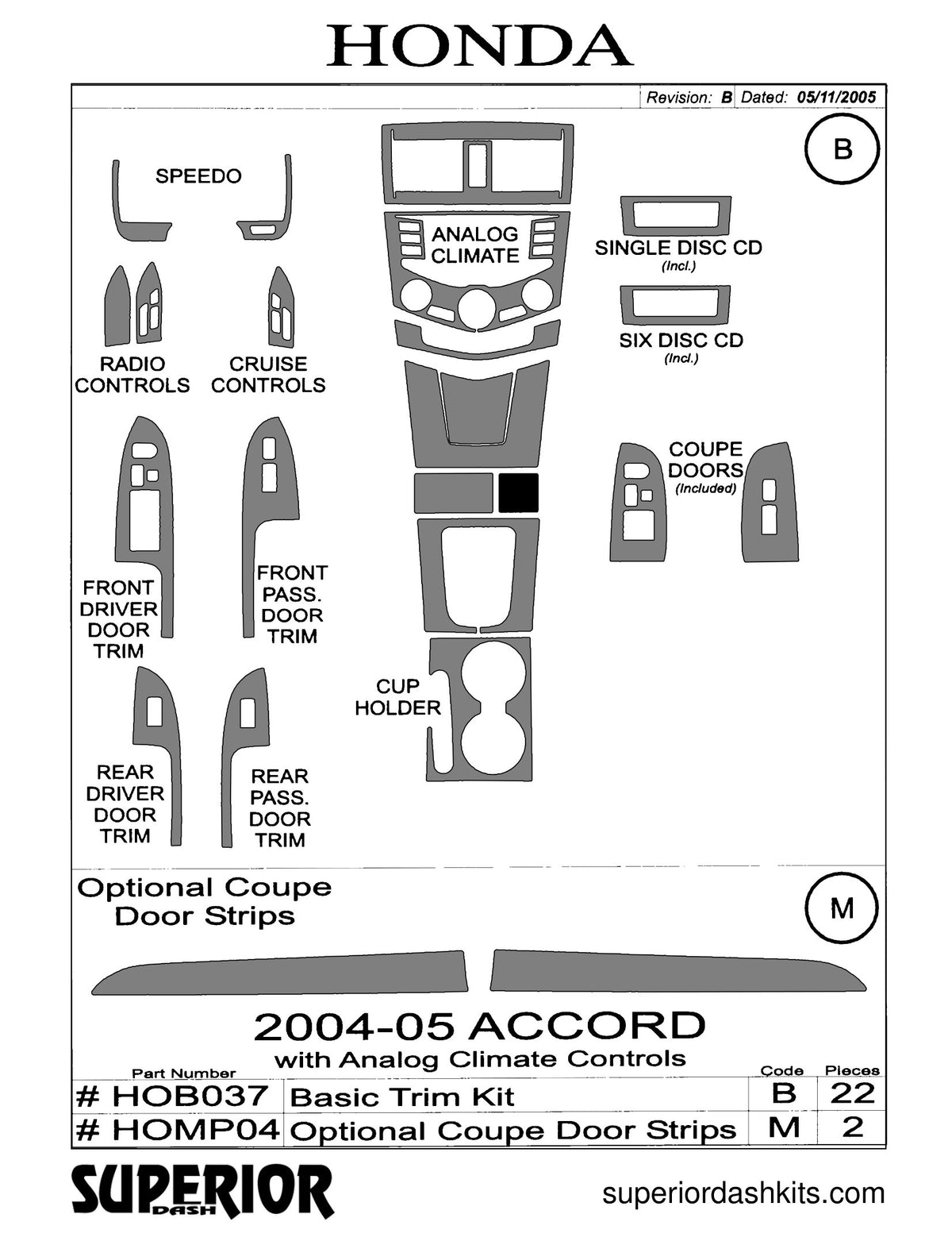 Shadow sheet for Superior Dash kit HOMP04, 2004-2007 Honda Accord (sheet 2)