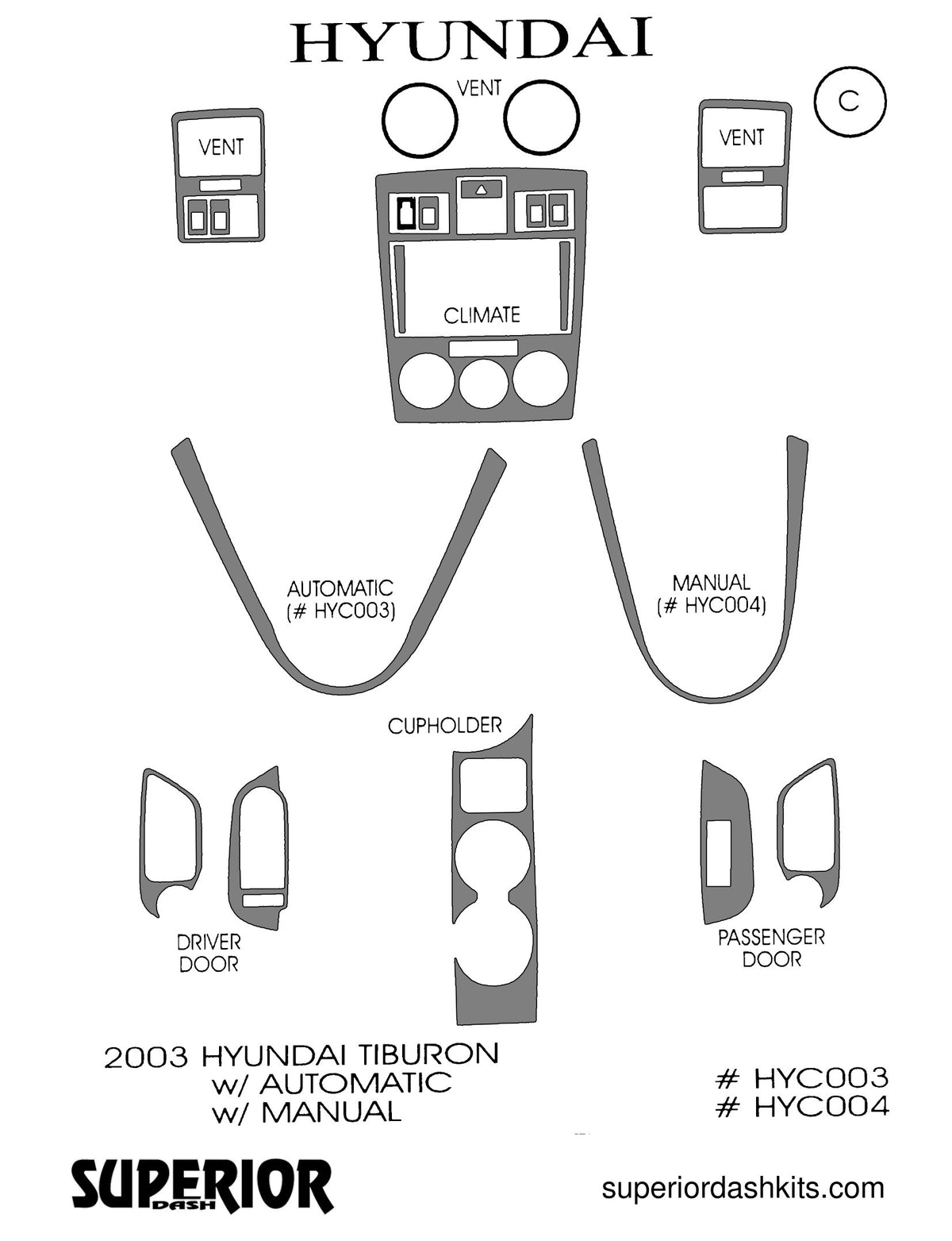 Shadow sheet for Superior Dash kit HYC003 / HYC004, 2003-2004 Hyundai Tiburon (sheet 2)