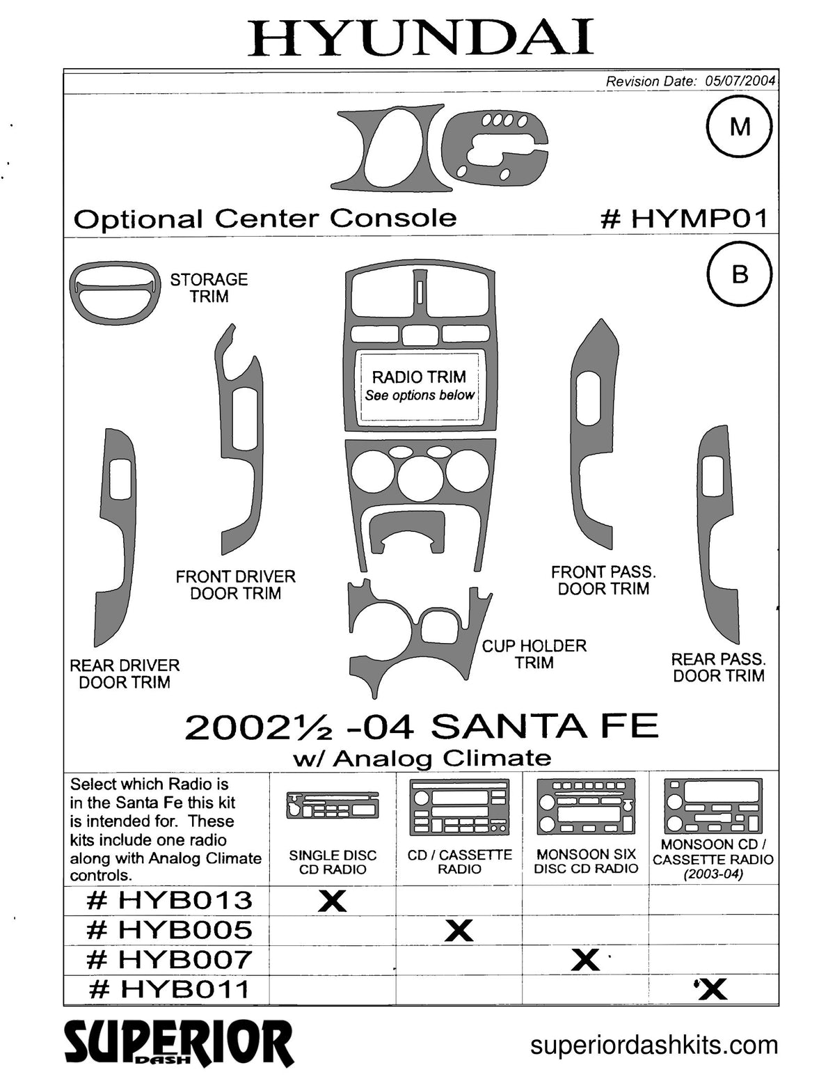 Shadow sheet for Superior Dash kit HYMP01, 2002-2006 Hyundai Santa Fe (sheet 4)