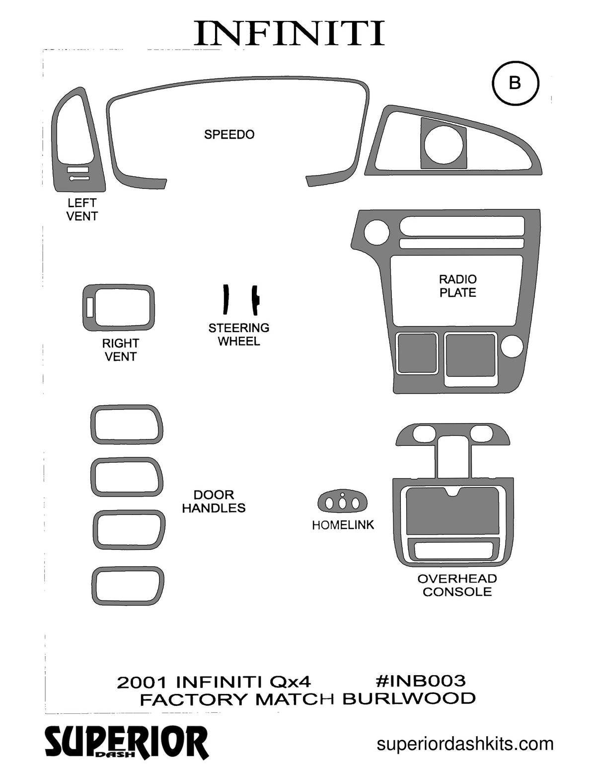 Shadow sheet for Superior Dash kit INB003, 2001 Infiniti QX4