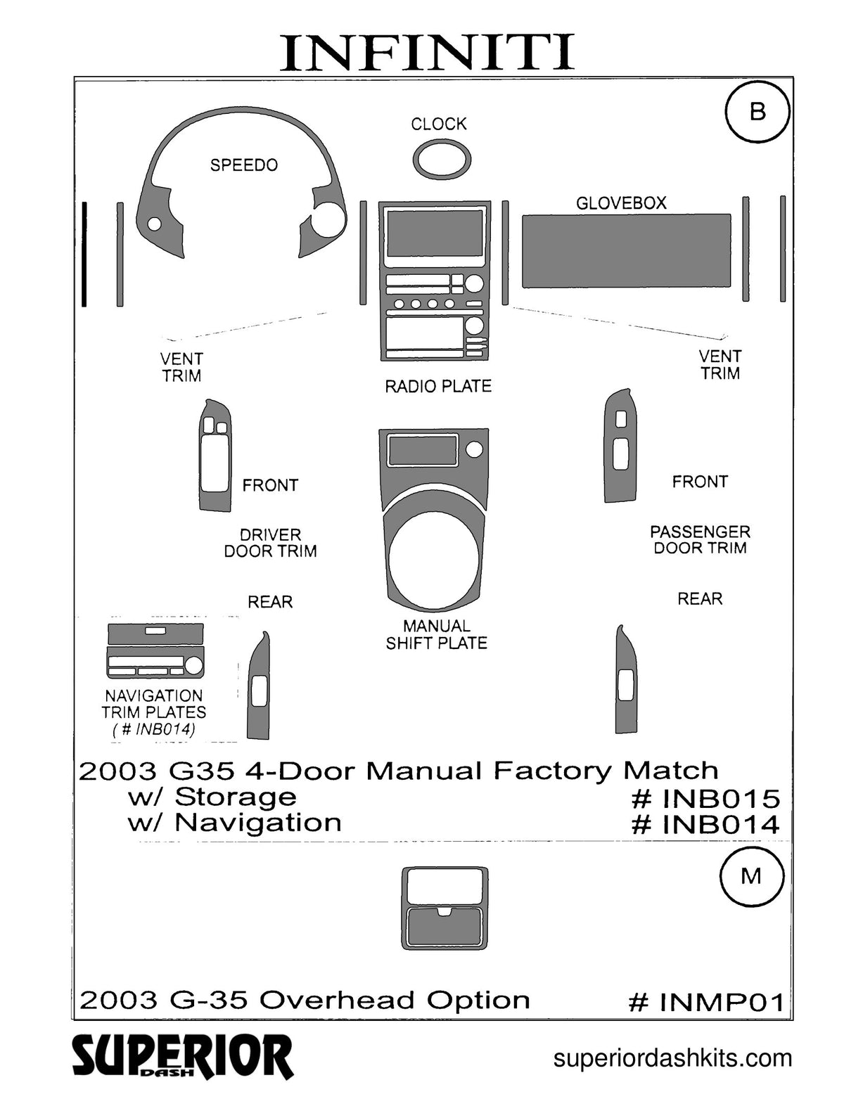 Shadow sheet for Superior Dash kit INMP01, 2003-2005 Infiniti G35 (sheet 4)