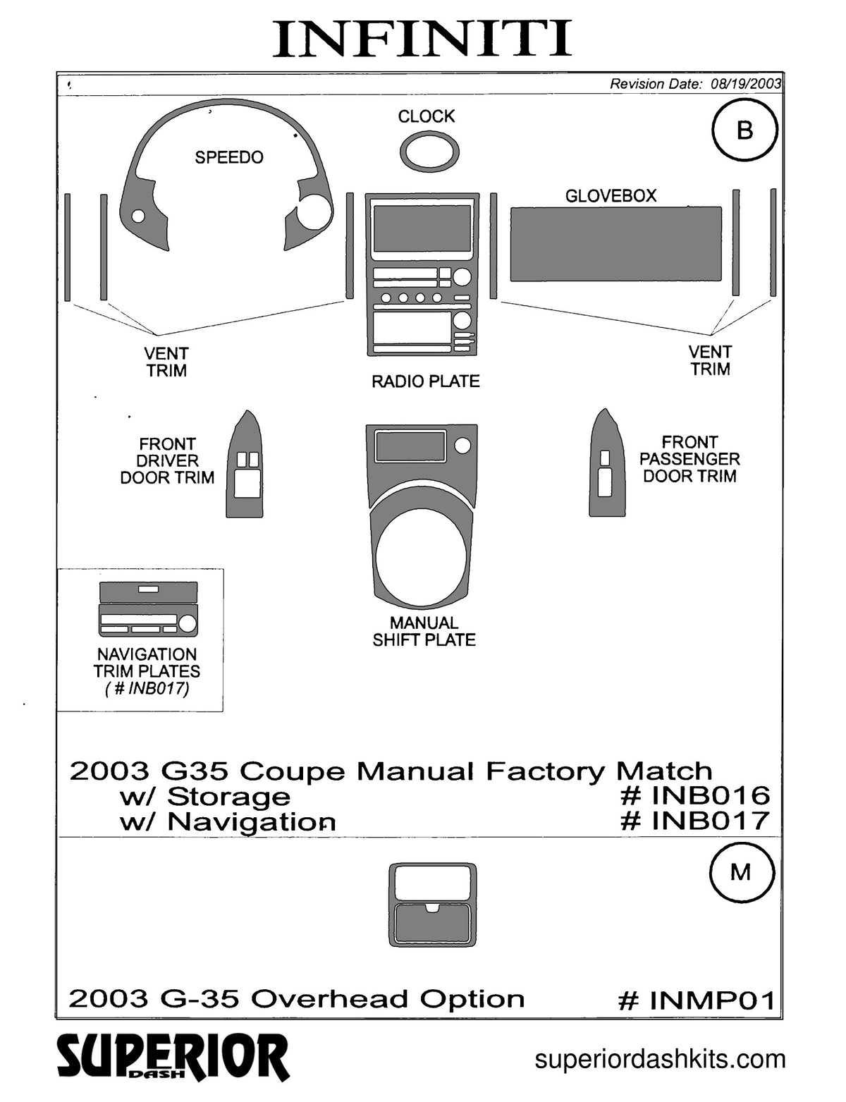 Shadow sheet for Superior Dash kit INMP01, 2003-2005 Infiniti G35 (sheet 5)
