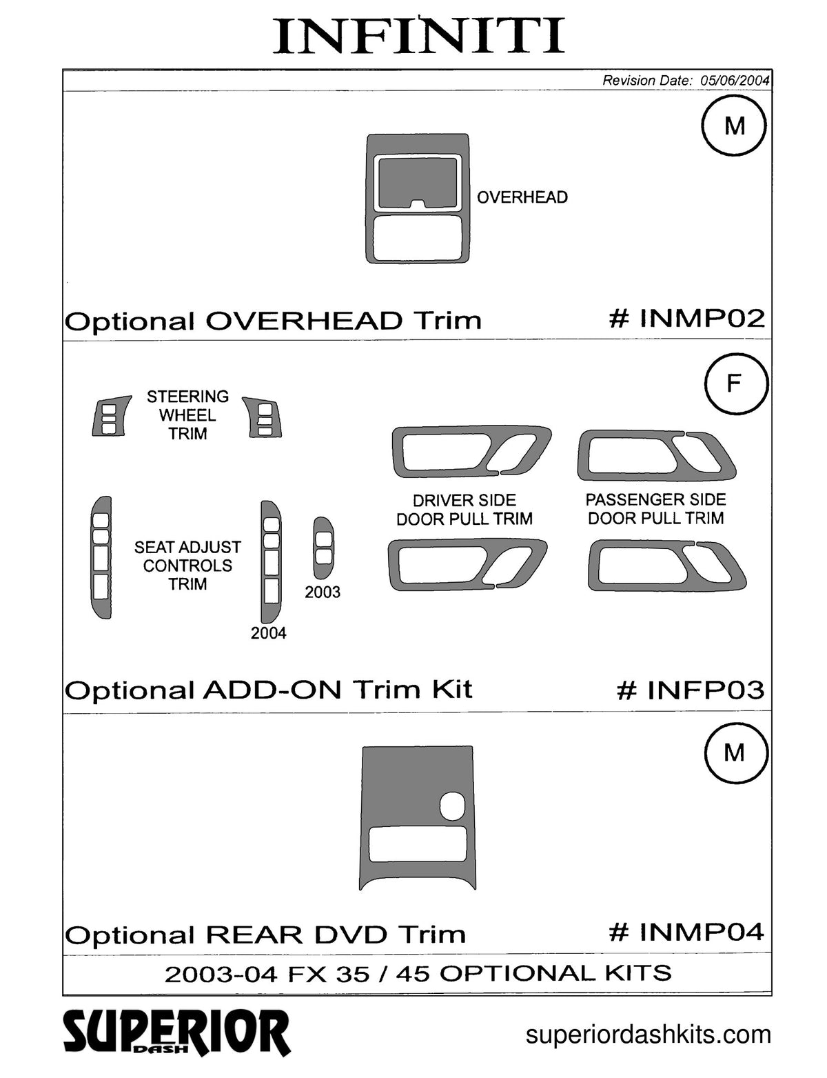 Shadow sheet for Superior Dash kit INMP04, 2003-2005 Infiniti FX35 and FX45 (sheet 2)