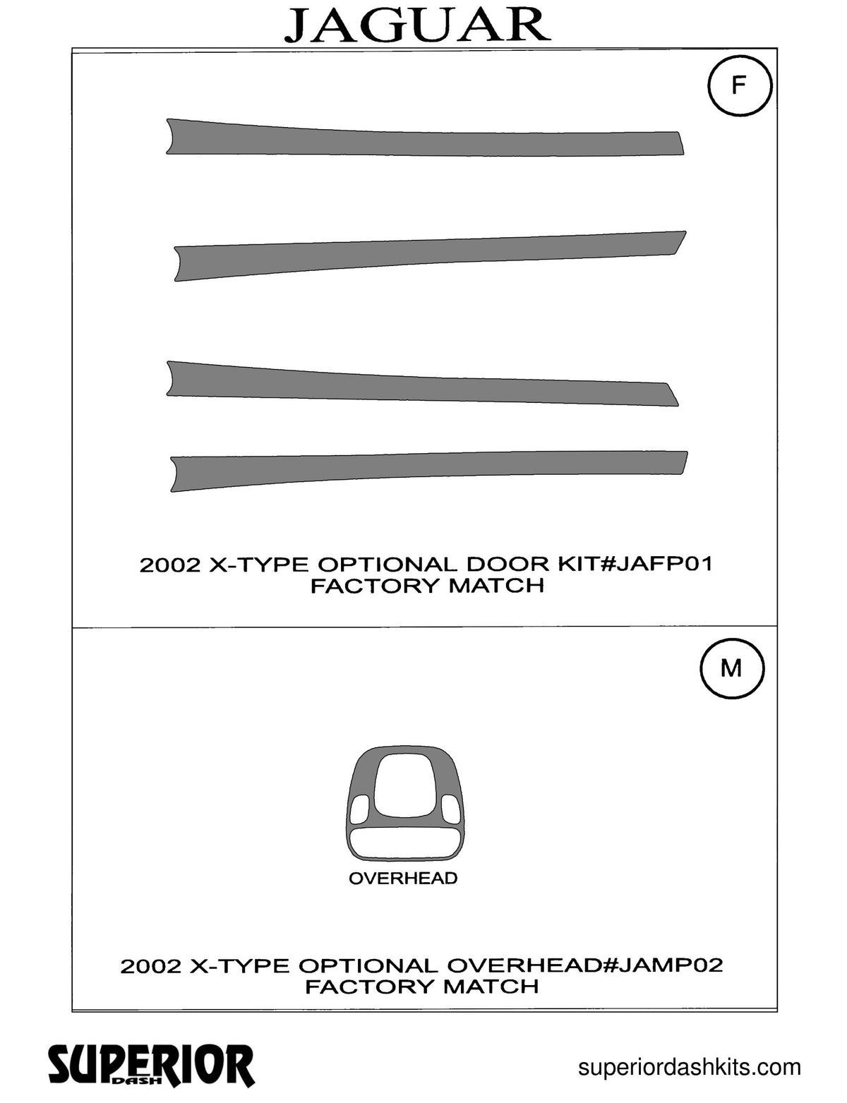 Shadow sheet for Superior Dash kit JAMP02, 2002 Jaguar X-Type