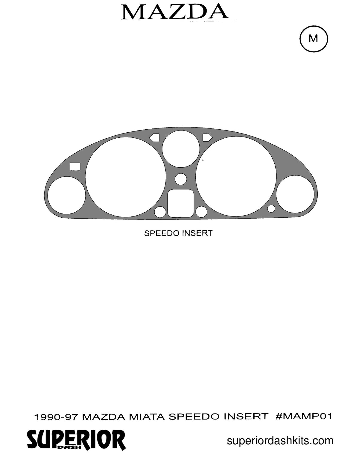 Shadow sheet for Superior Dash kit MAMP01, 1990-1997 Mazda MX-5 Miata