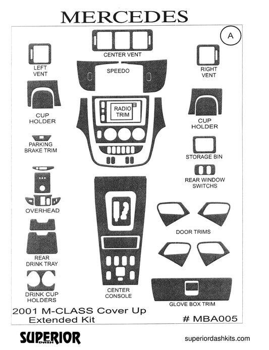 Shadow sheet for Superior Dash kit MBA005, 2001 Mercedes M-Class