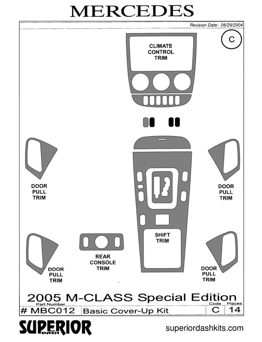 Shadow sheet for Superior Dash kit MBC012, 2005 Mercedes M-Class