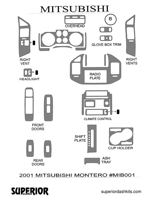 Shadow sheet for Superior Dash kit MIB001, 2001 Mitsubishi Montero
