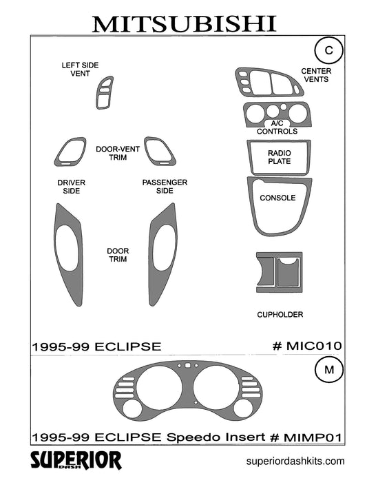 Shadow sheet for Superior Dash kit MIC010, 1995-1999 Mitsubishi Eclipse