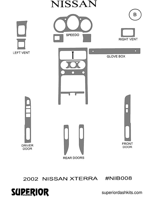 Shadow sheet for Superior Dash kit NIB008, 2002-2004 Nissan Xterra