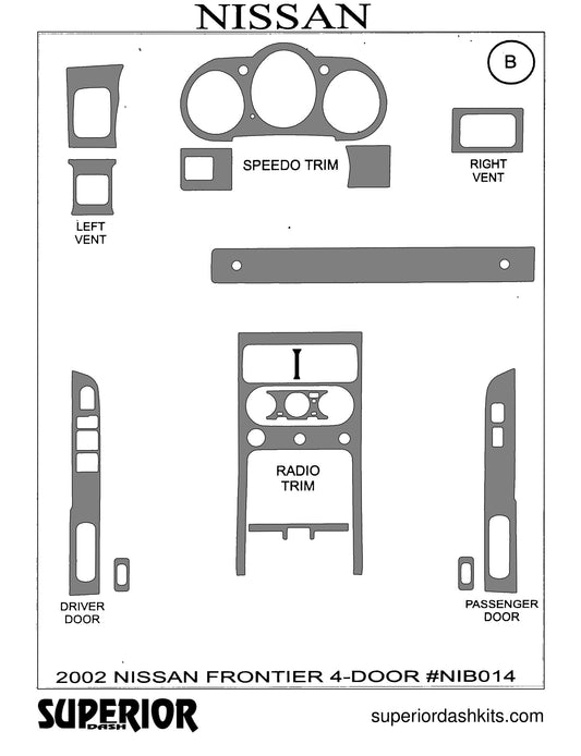 Shadow sheet for Superior Dash kit NIB014, 2002-2004 Nissan Frontier