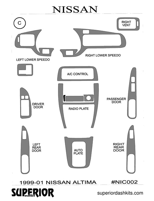 Shadow sheet for Superior Dash kit NIC002, 1999-2001 Nissan Altima