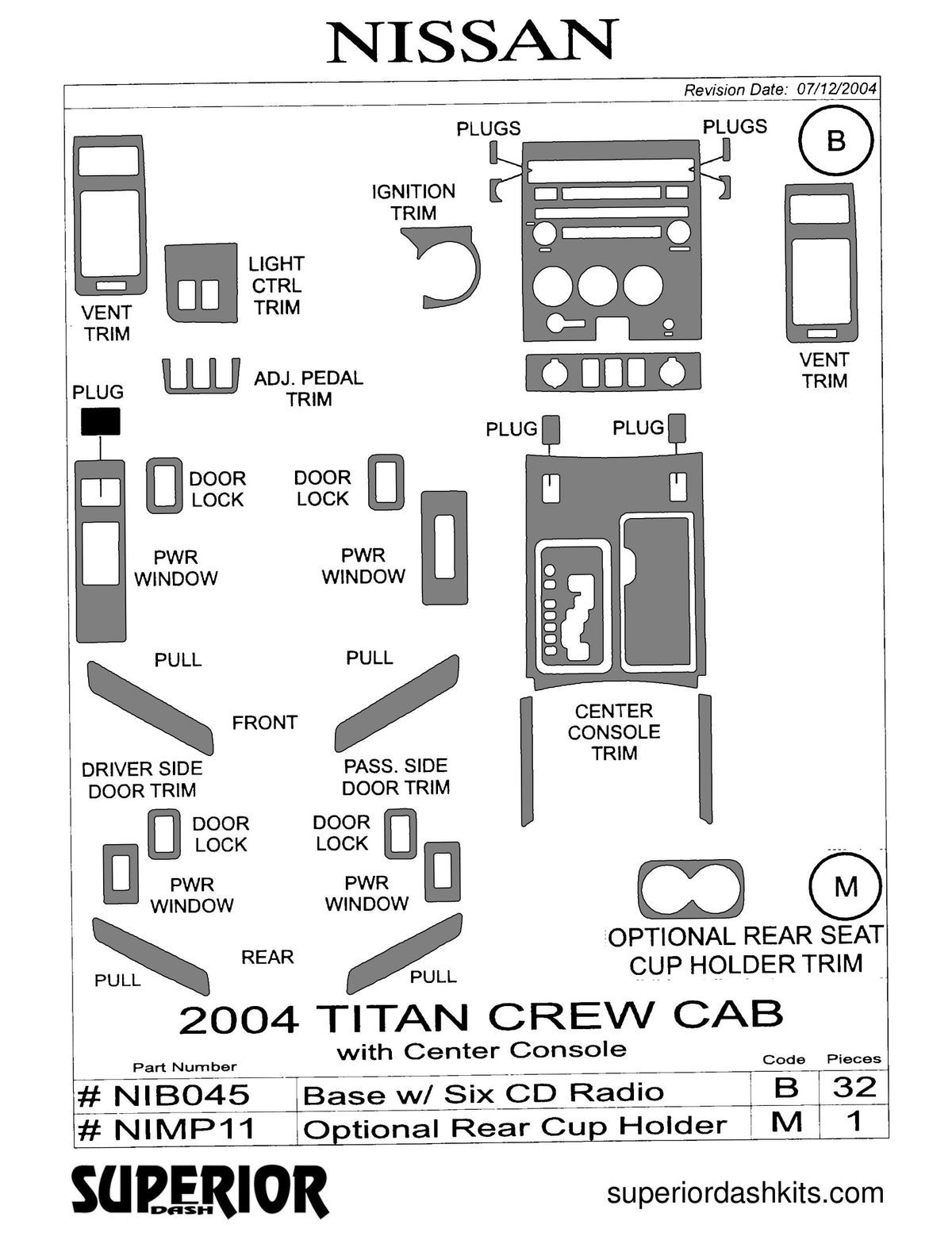 Shadow sheet for Superior Dash kit NIMP11, 2004-2007 Nissan Titan (sheet 4)