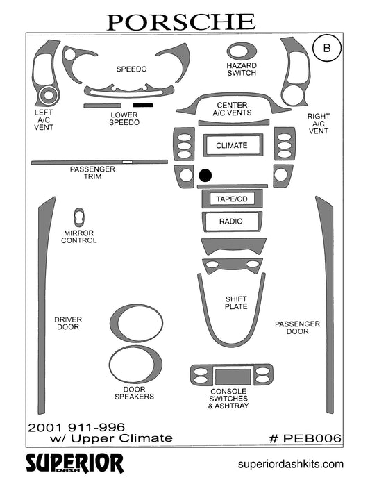 Shadow sheet for Superior Dash kit PEB006, 2001 Porsche 911 and 996