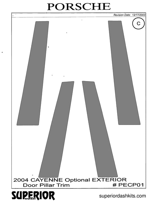 Shadow sheet for Superior Dash kit PECP01, 2004 Porsche Cayenne