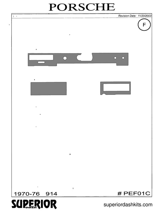 Shadow sheet for Superior Dash kit PEF01C, 1970-1976 Porsche 914